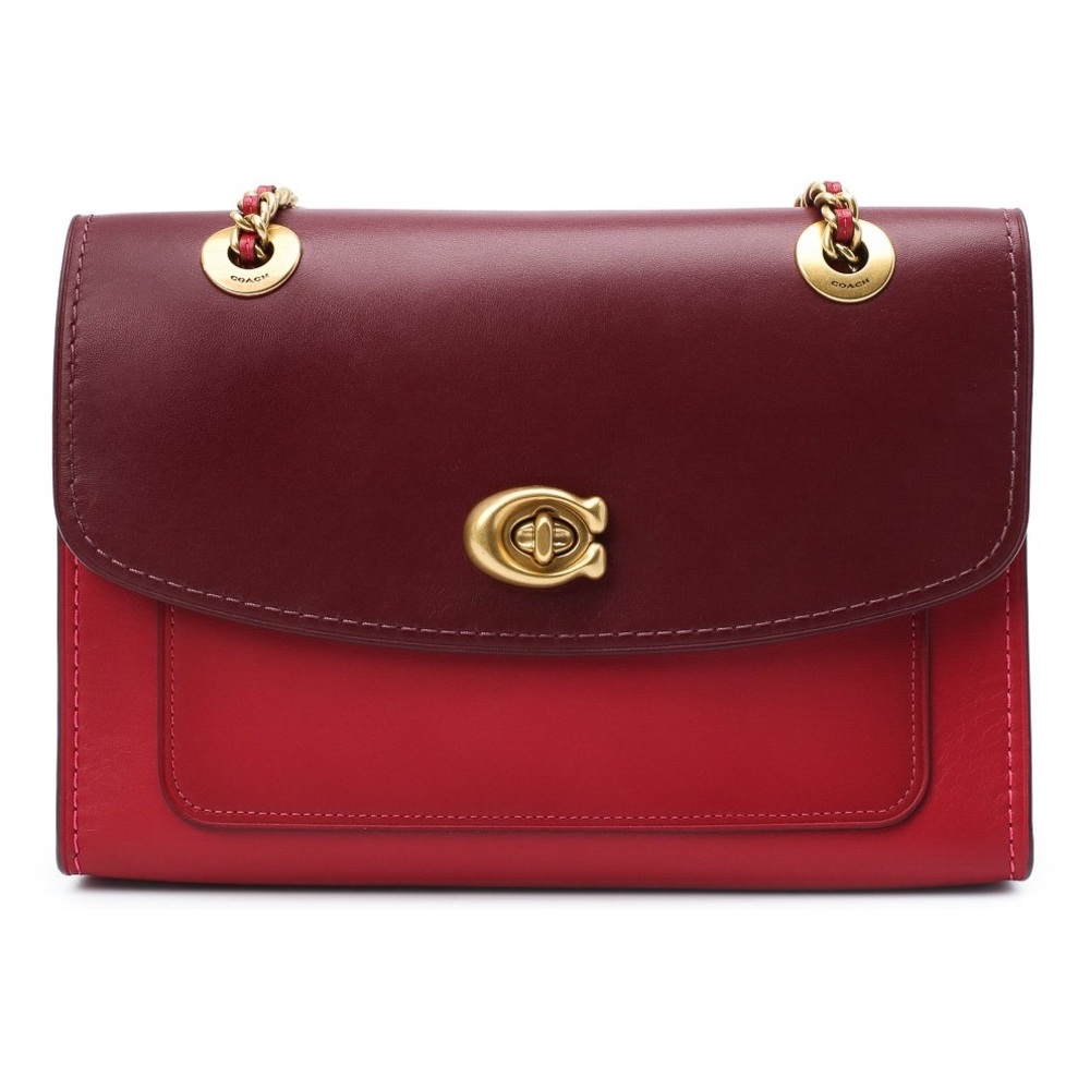 NWT Coach Parker Colorblock Purse w/ Chain Strap in Burgundy/Red Apple Multi 🍎